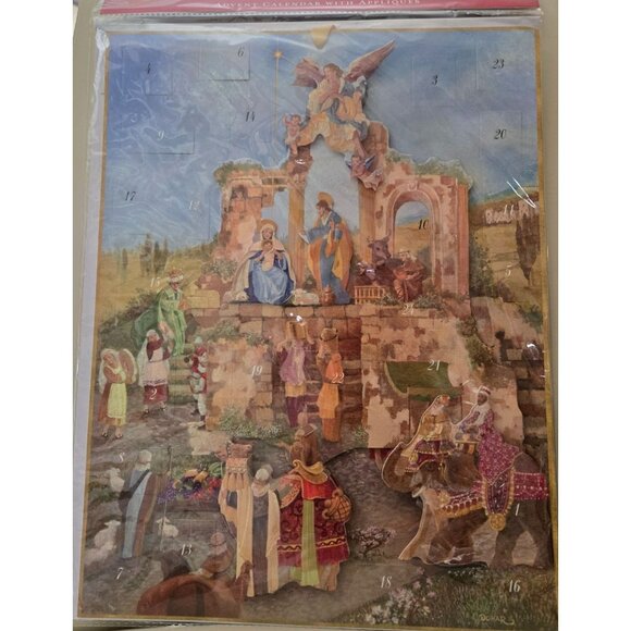 Caspari Advent Christmas Nativity Calendar with Appliques NEW Beautiful - Picture 6 of 6